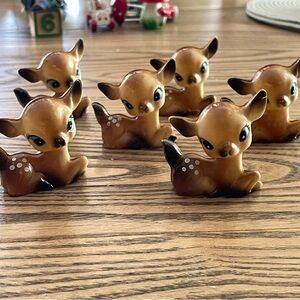 Vintage Celluloid‎ Plastic Reindeer x6 Hard Plastic Made in Hong Kong